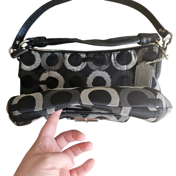 Coach Kristin Y2k Jaquard Fabric Embroidered OP Art Hobo Shoulder Bag - Picture 6 of 9